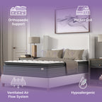 NapQueen Isabella 14 Inch Full Hybrid Pillow Top Mattress in Grey+White with Foam+Spring Construction - Grand Goldman Shop