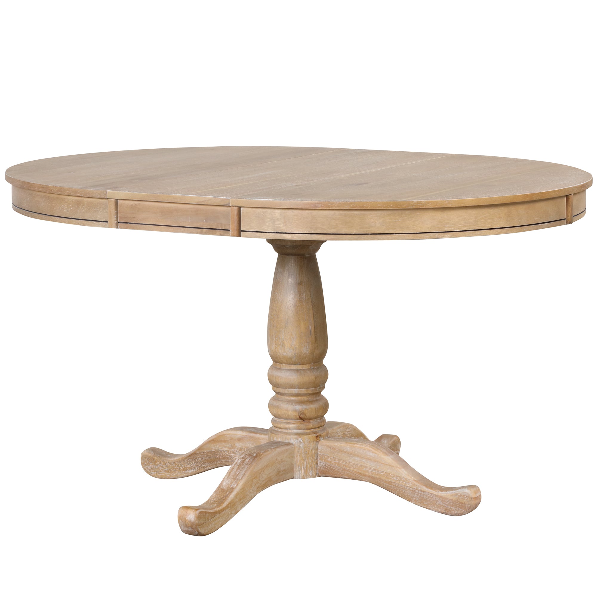 Modern Natural Wood Wash Dining Table Set for 4 with Round Table and Chairs, Solid Wood and MDF - Grand Goldman Shop
