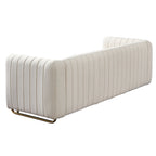 Contemporary Velvet Sofa Couch 84.25''W for Living Room, Beige - Grand Goldman Shop
