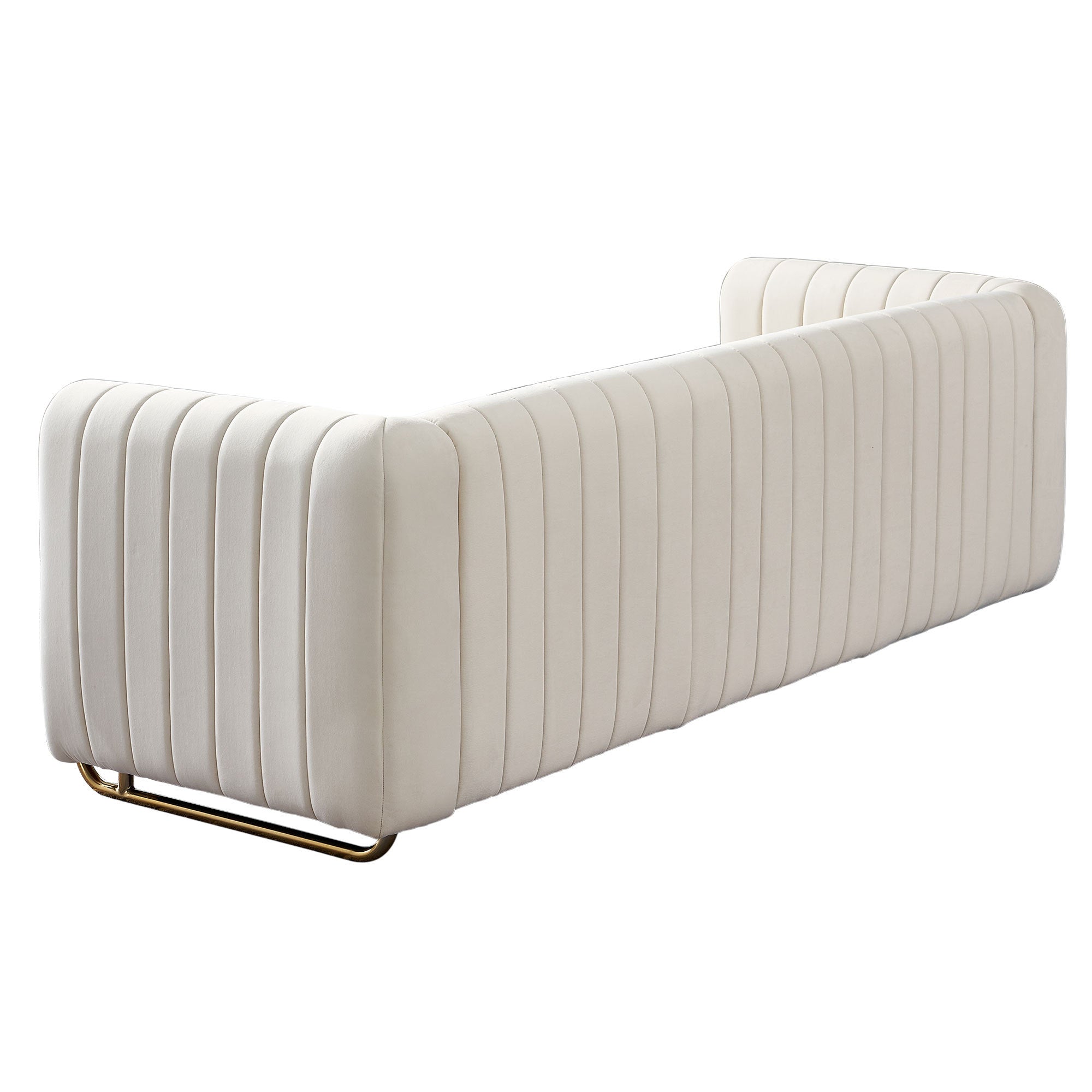 Contemporary Velvet Sofa Couch 84.25''W for Living Room, Beige - Grand Goldman Shop