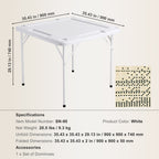Mahjong Table 4 Player Folding Card Table & 4 Cup Holders Chip Trays White - Grand Goldman
