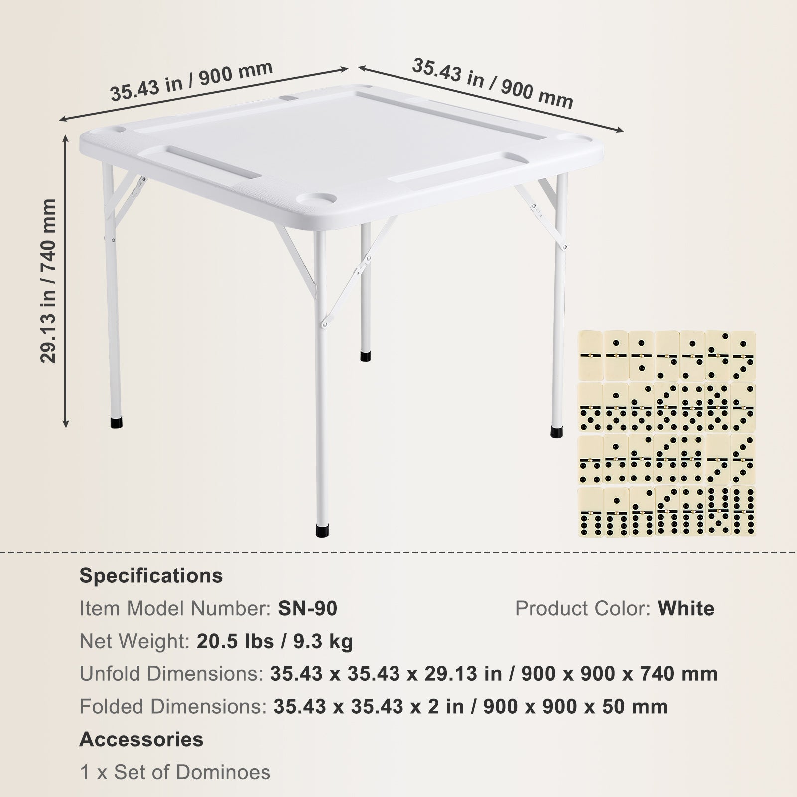 Mahjong Table 4 Player Folding Card Table & 4 Cup Holders Chip Trays White - Grand Goldman