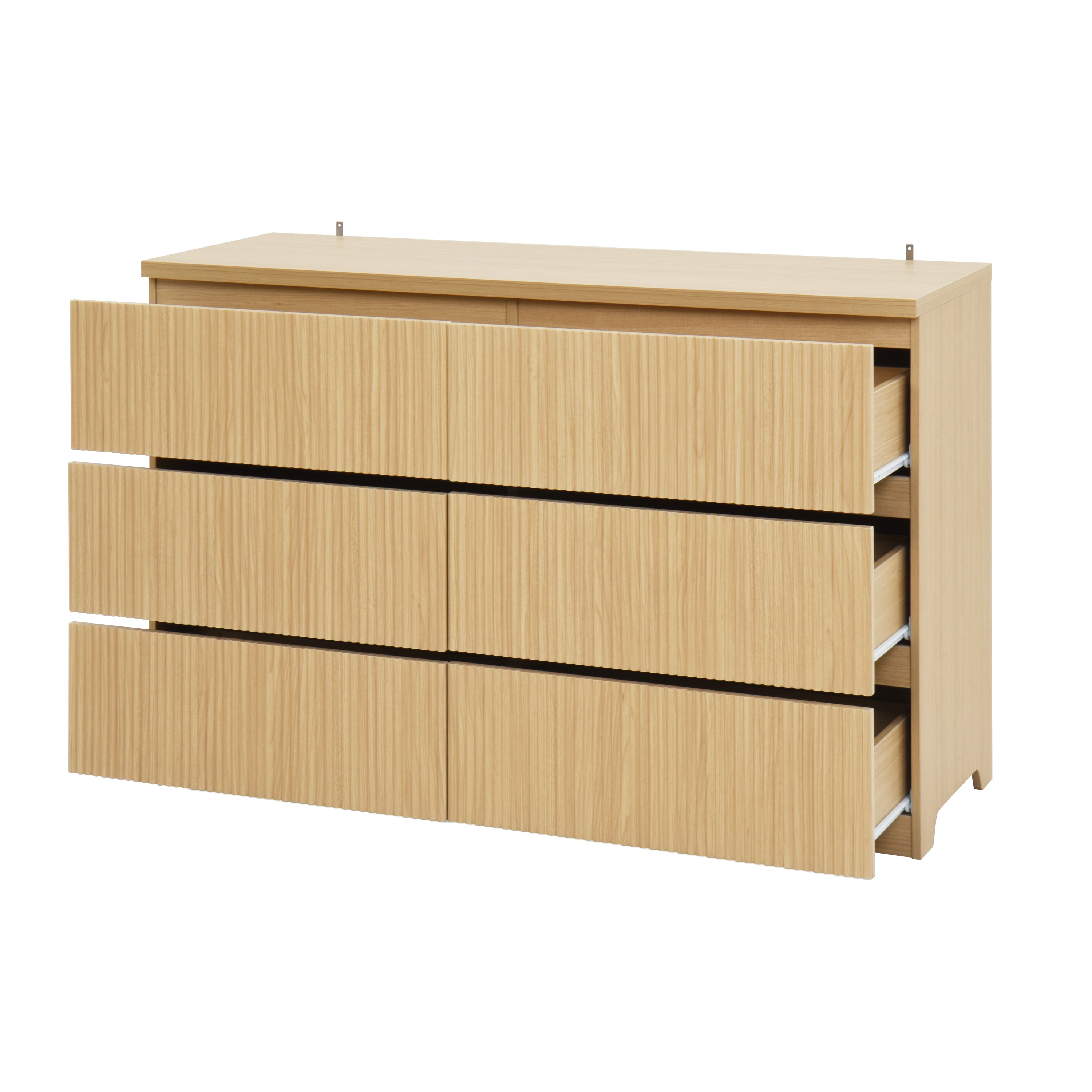 6 Drawer Storage Cabinet ,Dresser, Wood Storage Tower Clothes Organizer with Wavy drawer panel, Wide Chest of 6 Drawers, Large Storage Space for Bedroom, Hallway, Entryway Living Room Natural - Grand Goldman Shop