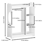Kids Dress Up Storage with Mirror and Hooks, Wooden Dress Up Clothes Rack with Hanging Rod, 3 Side Hooks, Storage Shelves and