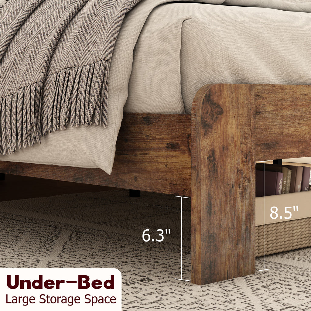 Bed Frame Queen Size, Wood Platform Bed Frame with Storage LED Light Headboard and 2 USB , Noise Free,No Box Spring Needed and Easy Assembly Tool,Large Under Bed Storage,Dark Brown - Grand Goldman Shop