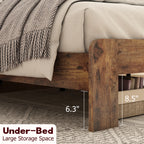 Bed Frame Queen Size, Wood Platform Bed Frame with Storage LED Light Headboard and 2 USB , Noise Free,No Box Spring Needed and Easy Assembly Tool,Large Under Bed Storage,Dark Brown - Grand Goldman Shop
