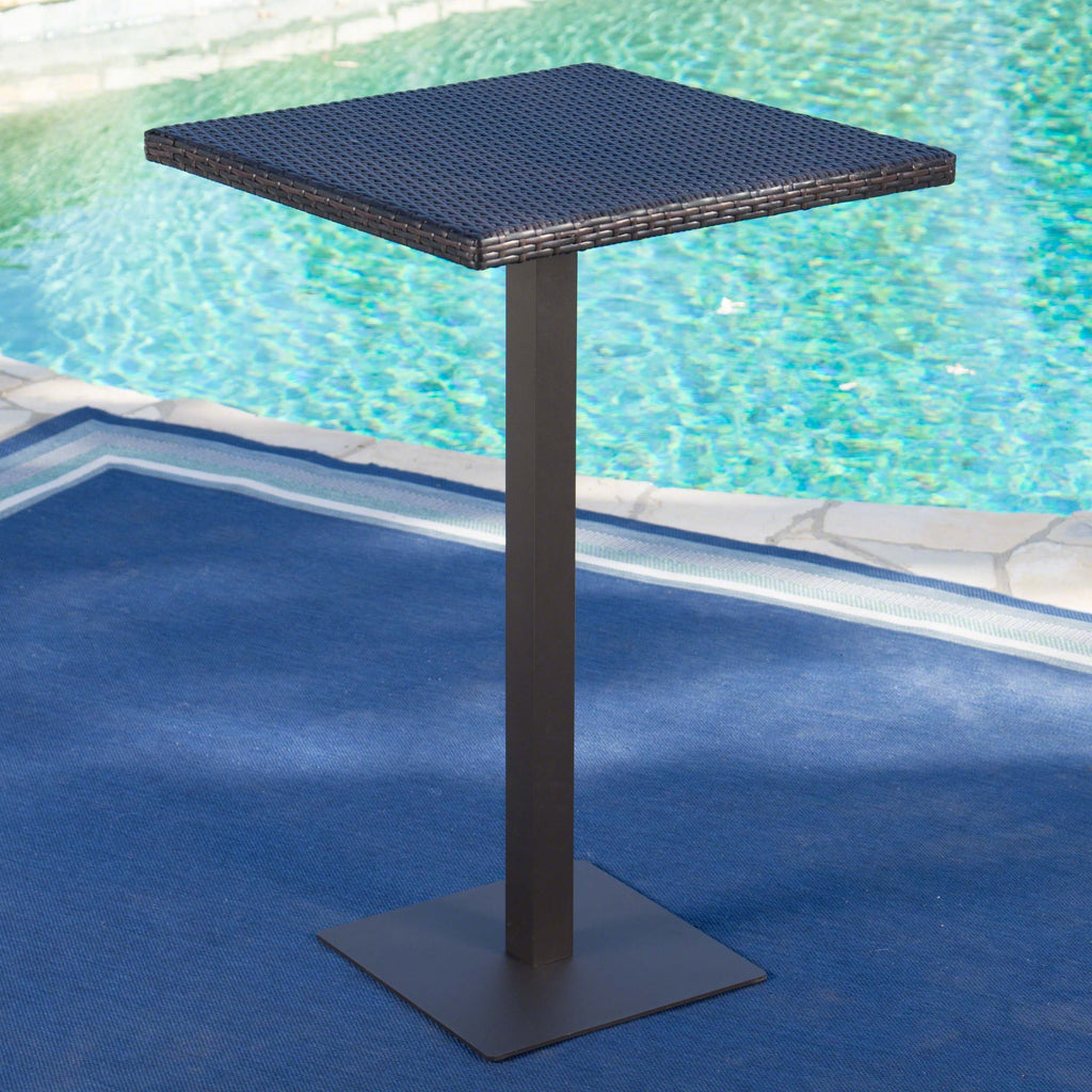 Outdoor 26' x 26' Square PE Rattan Bar Table with Iron Frame, Multibrown - Grand Goldman Shop