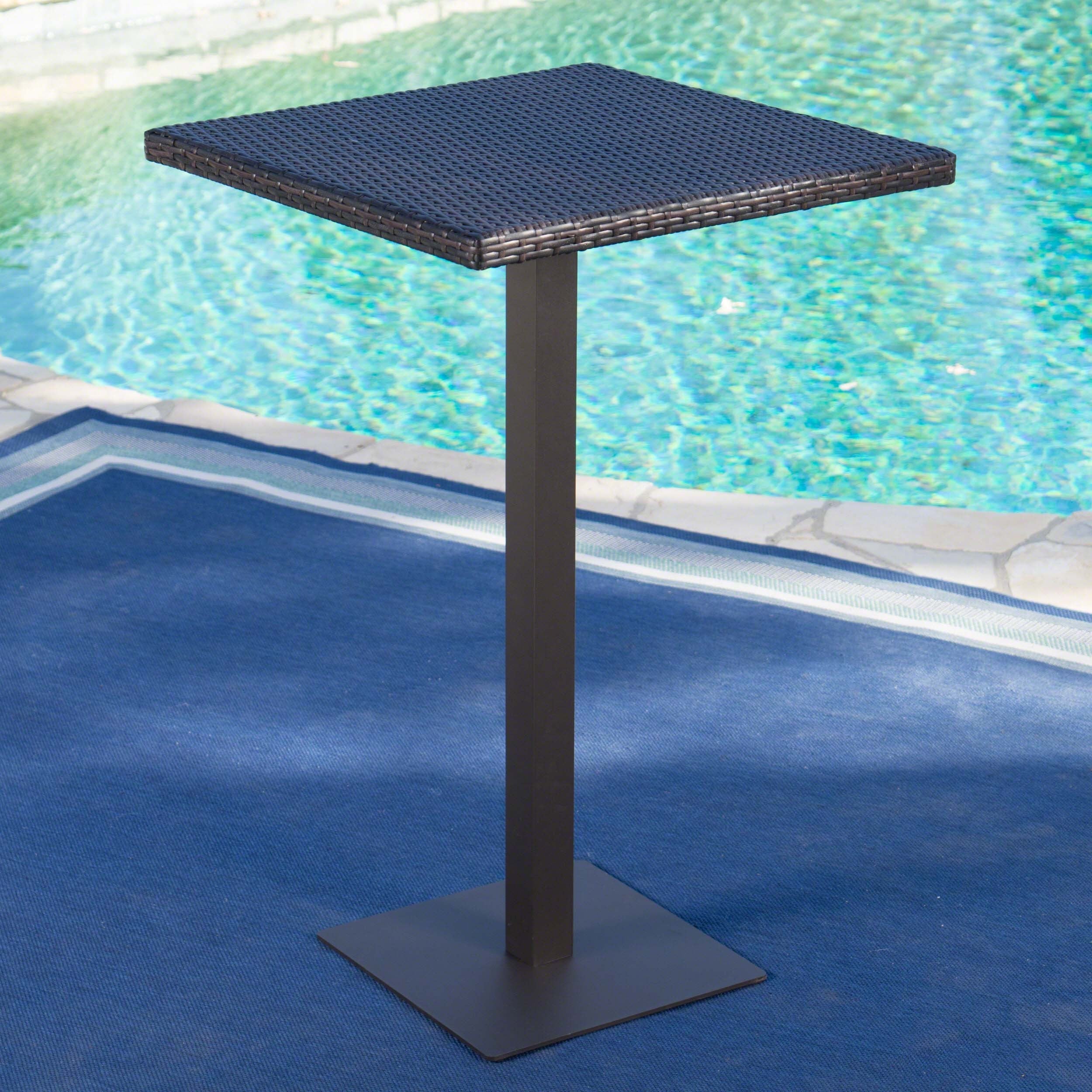 Outdoor 26' x 26' Square PE Rattan Bar Table with Iron Frame, Multibrown - Grand Goldman Shop