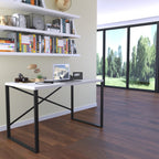 Furnish Home Store Lator Black Metal Frame 35' Wooden Top Small Writing and Computer  Desk for Teens Bedroom, White | Premium
