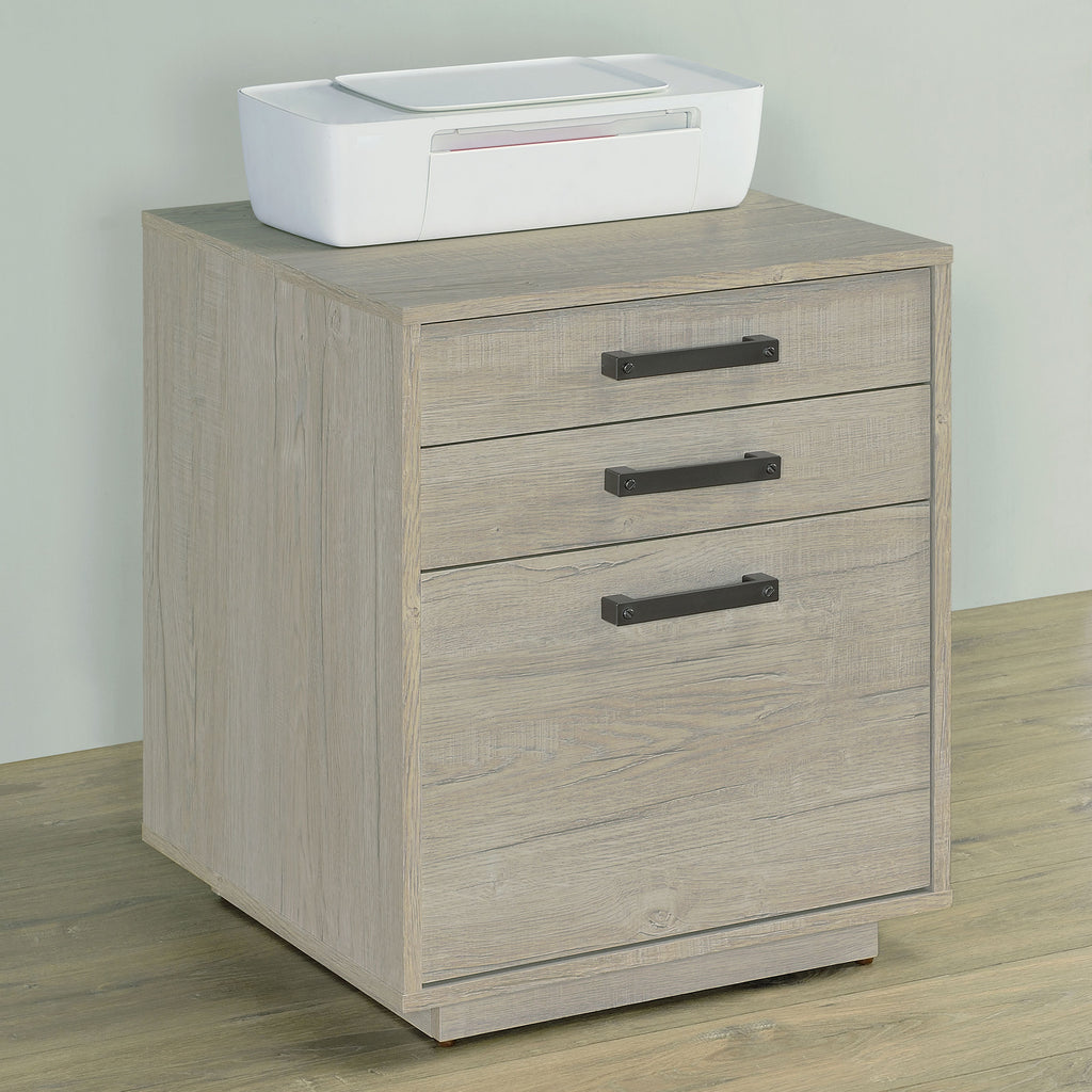 Loomis Whitewashed Grey 3-Drawer Home Office File Cabinet in White+Gray with MDF Construction, 19.75 x 19.75 x 25 inches - Gr