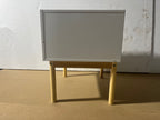 Modern White Nightstand with Drawer and Wood Legs, Minimalist Bedside Table with Handle for Bedroom, Living Room, Apartment - Grand Goldman Shop