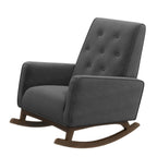 Elegant Style Demetrius Dark Grey Fabric Rocking Chair with Solid Wood Frame for Living Room and Nursery 36.6'H x 27.5'W x 39'D for Living Room Bedroom Reading - Grand Goldman Shop