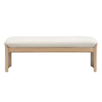51.5 Inch Beige Rubber Wood Footstool for Bedroom and Living Room – Natural Finish with Soft Fabric Cushion - Grand Goldman Shop