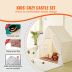 Kids Play Tent, Kids Tent for Kids 1-5 Years Old, Toddler Tent with Mat and Tent Lamp, Tent for Kids with Windows for Indoor 