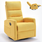 Manual Recliner Chair with Rocker and Swivel in Fabric for Living Room, Yellow - Grand Goldman Shop