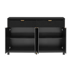 U_STYLE Modern 55.1'' Sideboard Buffet Cabinet with 2 Drawers & 4 Doors, Adjustable Shelves, Wave-Pattern Design, Aluminum Handles, Painted MDF, Scandinavian Storage for Dining Room, Living Room - Grand Goldman Shop