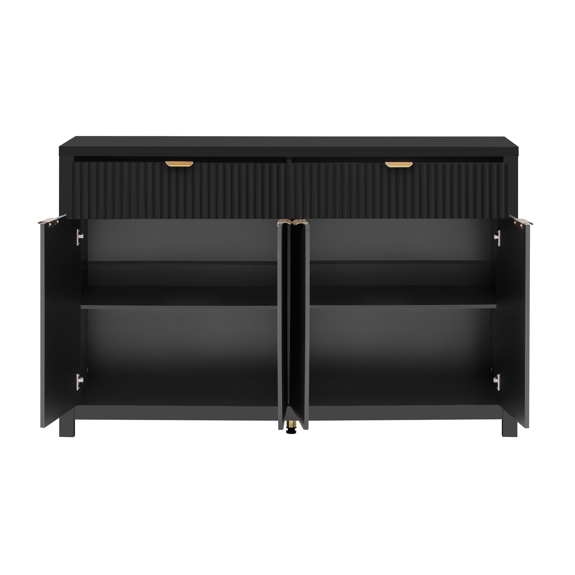 U_STYLE Modern 55.1'' Sideboard Buffet Cabinet with 2 Drawers & 4 Doors, Adjustable Shelves, Wave-Pattern Design, Aluminum Handles, Painted MDF, Scandinavian Storage for Dining Room, Living Room - Grand Goldman Shop