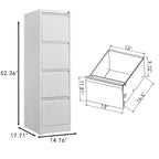 Steel Vertical File Cabinet with Lock, 4 Drawer, Metal Storage for A4/Legal/Letter Size, White | Premium Home Decor - Grand G