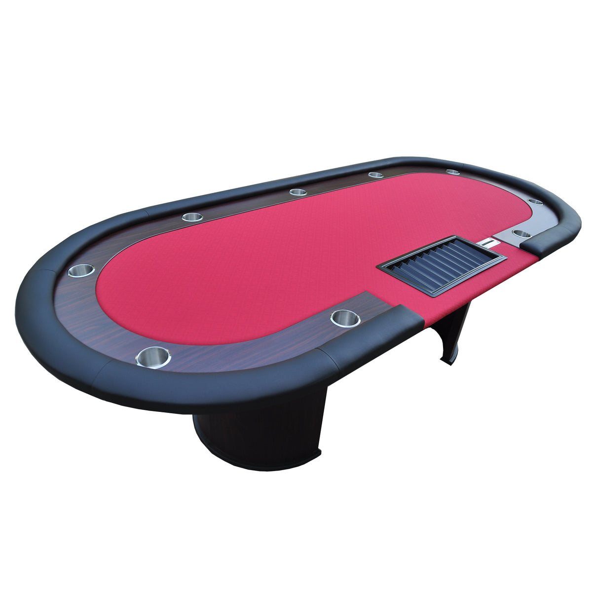 96' Poker Table Model 16367 Red with U Shape Legs, Drox Box, Chips Tray - Grand Goldman