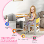 Qaba Kids Desk and Chair Set with Storage Drawer, Study Desk with Chair for Children for Arts & Crafts, Snack Time, Homeschoo