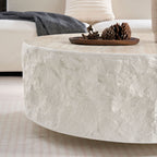 35.43''Fiberglass Round Center Coffee Table for Living Room Vintage Table,Imitation Stone Table front of the Sofa,Modern Design Coffee Table for Office,Apartment,No Need Assembly - Grand Goldman Shop