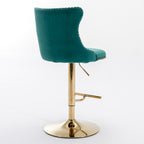 A&A Furniture,Golden Swivel Velvet Barstools Adjusatble Seat Height from 25-33 Inch, Modern Upholstered Bar Stools with Backs Comfortable Tufted for Home Pub and Kitchen Island（Green,Set of 2） - Grand Goldman Shop