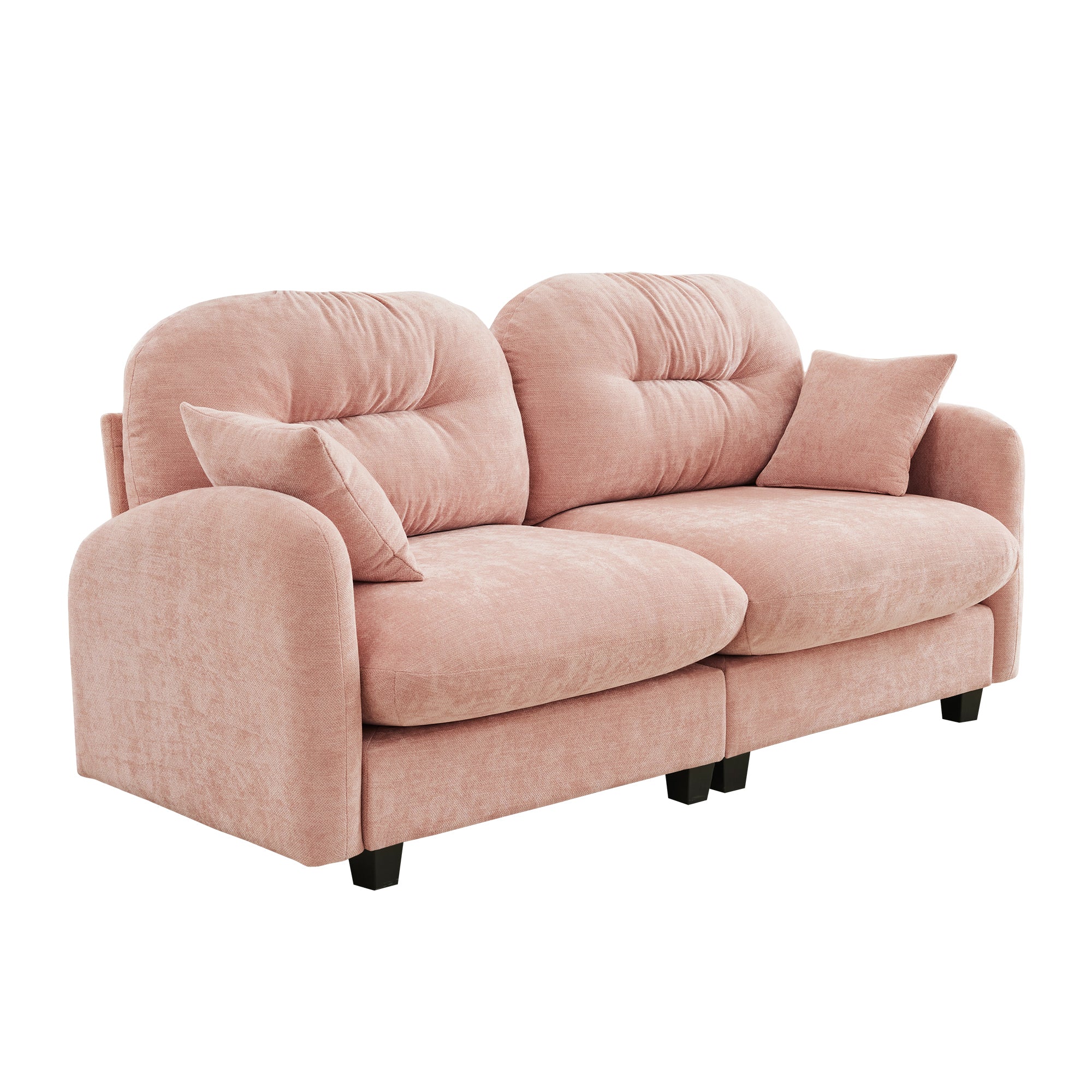 Loveseat Cloud Sectional Couches Chenille Fabric,Quilted Pleated Design, Ergonomic Design,High-Density Foam Easy Install Elegant Armrests High Quality Wooden Base,Fits Living Rooms,Pink - Grand Goldman Shop