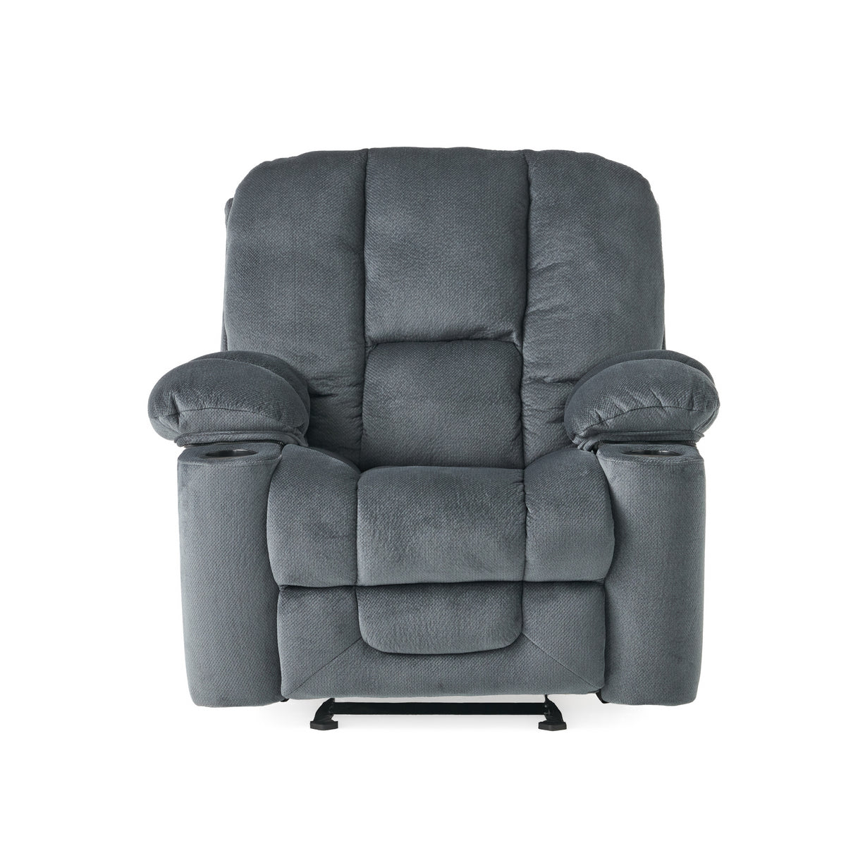 Fervor Luxurious Manual Recliner Chair with Skin-Friendly Fabric and Dual Cup Holders, Silver - Grand Goldman Shop