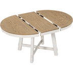 TREXM Farmhouse Round Extendable Dining Table with 16' Leaf Wood Kitchen Table (Oak Natural Wood + Antique White) - Grand Goldman Shop