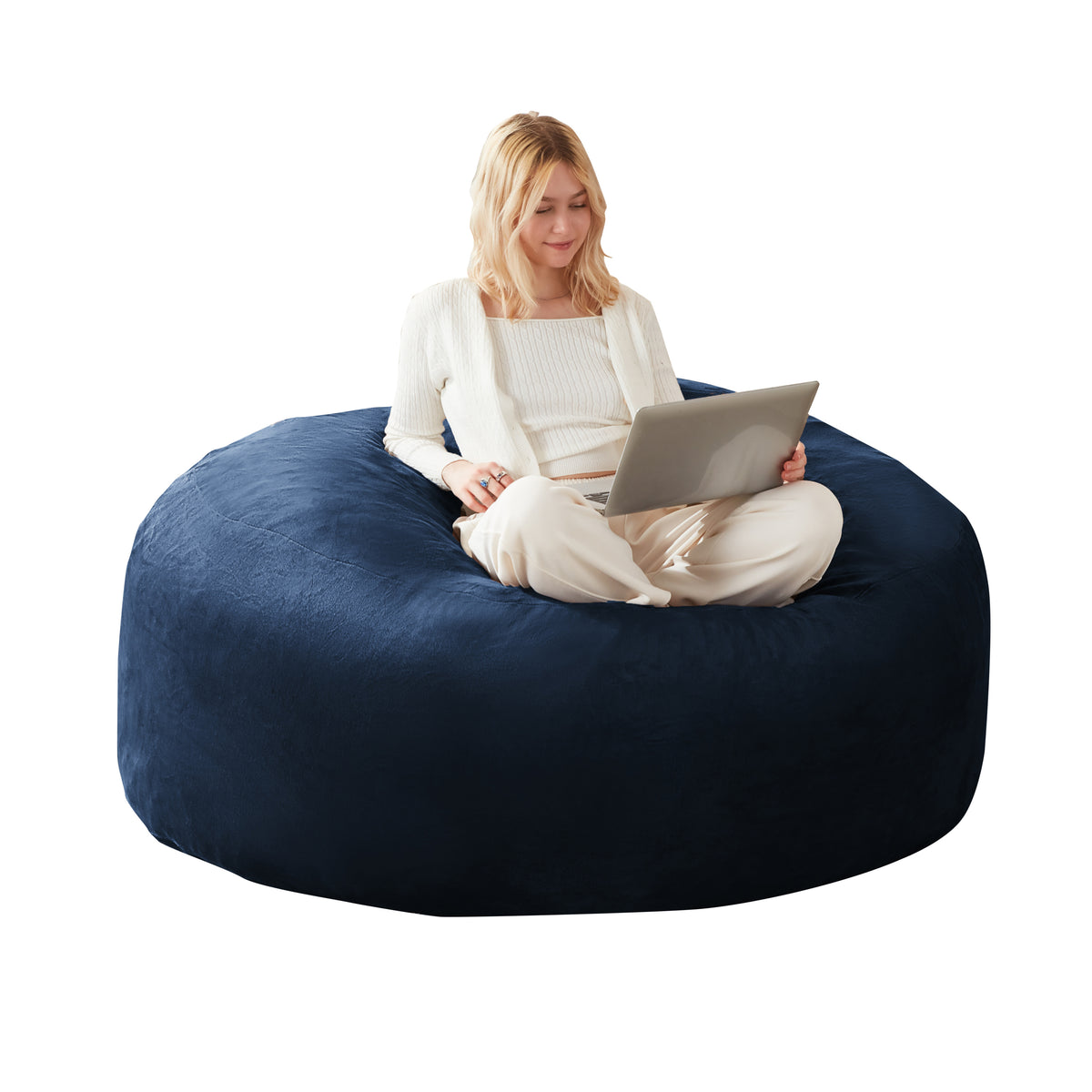 6FT bean bag chair, memory foam filling, adult and teen bean bag chair, soft sofa with removable flannel cover, round sofa for living room, bedroom, college dorm. - Grand Goldman Shop