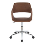 Contemporary Task Chair in Chrome Metal and Brown Faux Leather | Premium Home Decor - Grand Goldman