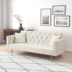 71 inch convertible love seat sofa, American retro beige velvet, suitable for small living room, bedroom, office - Grand Goldman Shop