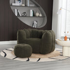 Soft Chenille Bean Bag Chair with High Resilient Foam for Living Room and Bedroom, Comfortable Square Lazy Sofa with Footstool for Adults - Grand Goldman Shop