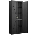 Black Metal Kitchen Pantry Cabinet with Adjustable Shelves and Gold Handles, Tall Steel Storage Locker for Kitchen, Living Ro