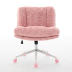 W26.4 inch Wider seat Office Chair,Artificial rabbit hair Home Office Chair with Metal Base,Adjustable Desk Chair Swivel Offi
