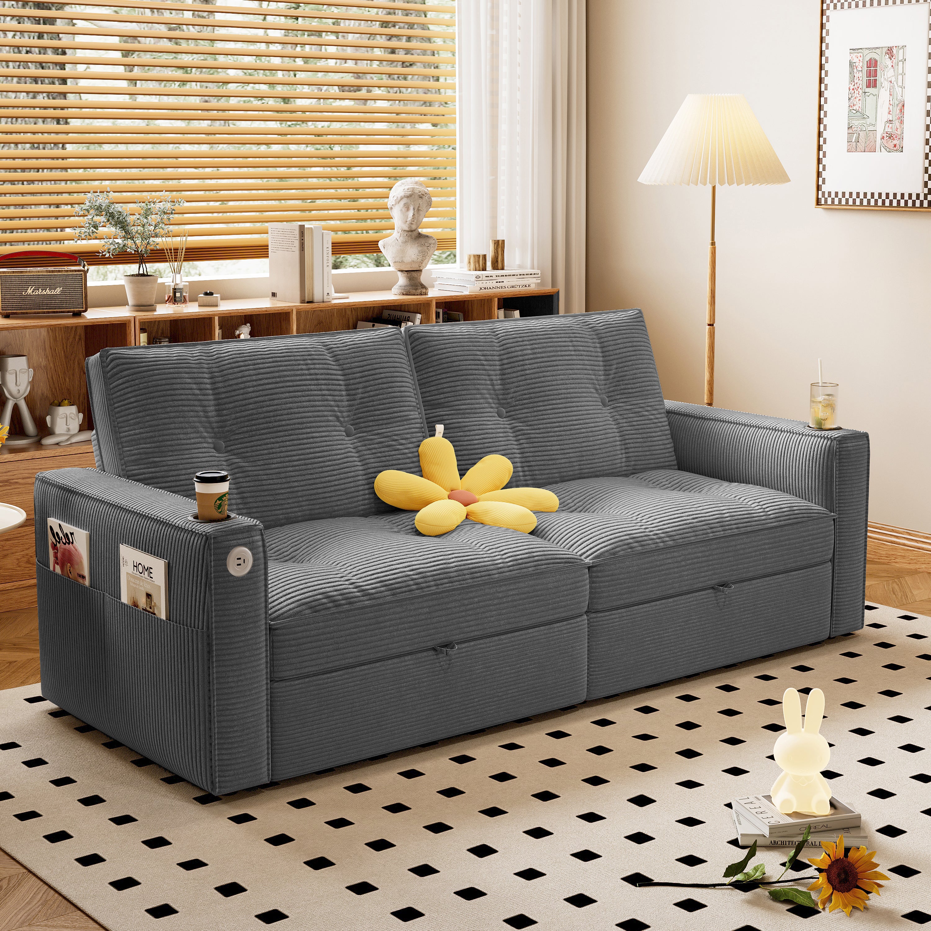 SOMNUS Multi-Functional Convertible Sofa Bed
2-in-1 Multi-Functional Sofa Bed (for Sitting & Sleeping), made of modern corduroy fabric, suitable for living rooms, bedrooms, apartments and small spaces - Grand Goldman Shop