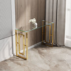 Console Table Stainless Steel Glass,Meal side table Golden Clear  bs-02 - Grand Goldman Shop