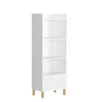 Kids 4-Tier Bookcase, Children's Book Display with Safety Restraint, White MDF & Pine Wood Storage Cabinet for Nursery, Playr