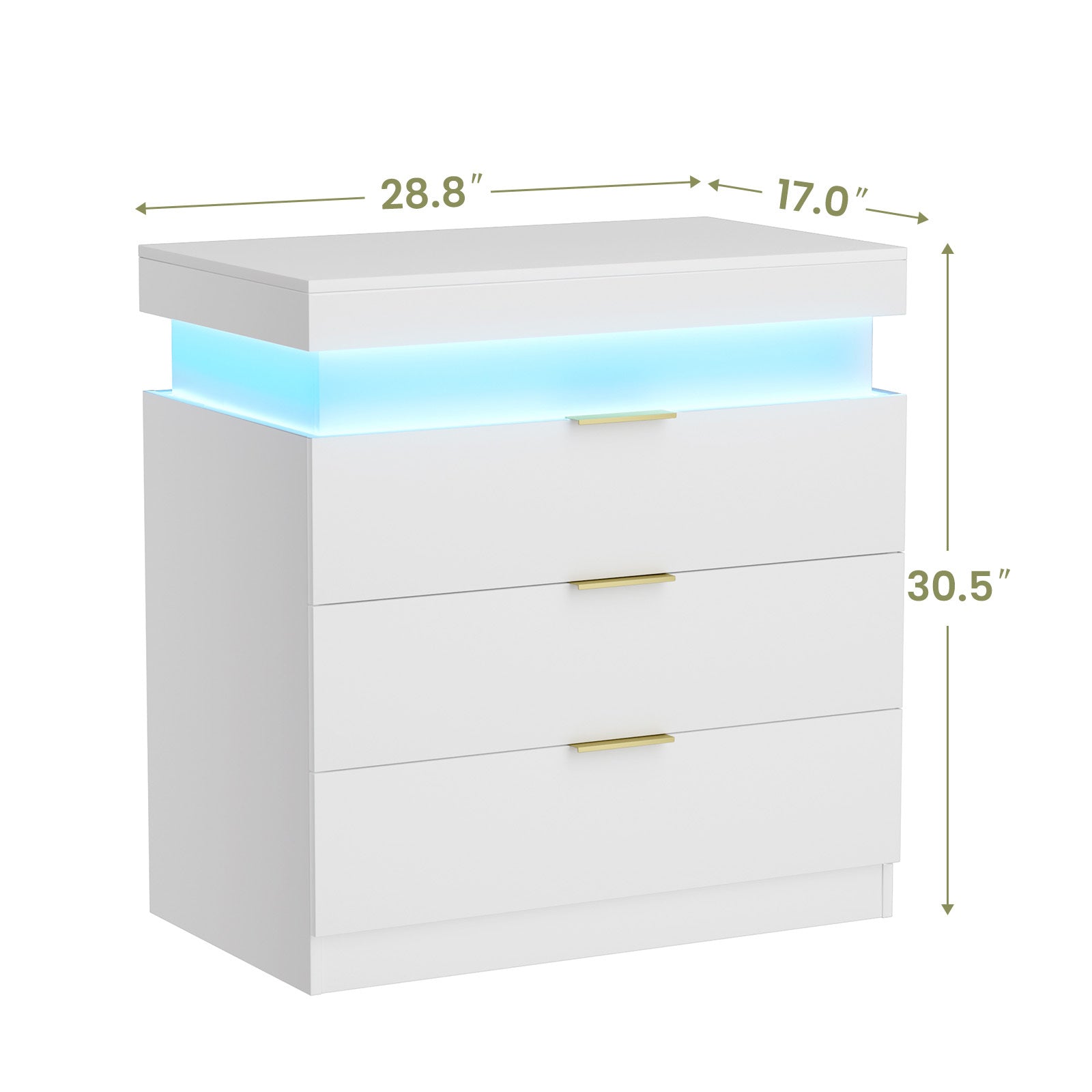 Nightstand with Charging Station and LED Lights,Night Stand with Sliding Top for Bedroom,Bedside Table with Drawers,Modern End Side Table,White.28.8''W x 17''D x 30.5''H. - Grand Goldman Shop