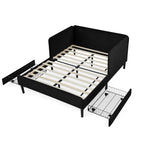 Black Velvet Upholstered Platform Bed Frame with 2 Storage Drawers and Adjustable Sofa Bed, Full Size - Grand Goldman Shop