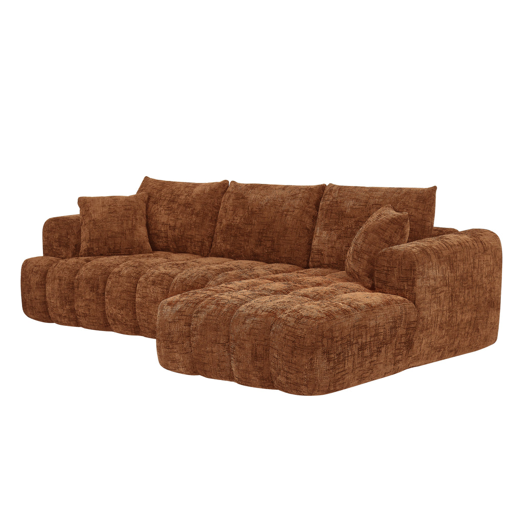 Chenille L-Shape Luxury Sectional Oversized Sofa,Mnimalist Design,Comfy Sleeper Couch for Living Room,Apartment&Reception Spaces,No Assembly Required - Grand Goldman Shop