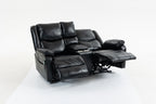 Artificial leather electric sofa bed, 2 lounge chairs, comfortable armrests and backrest lounge chairs, living room sofa set, with coffee table - Grand Goldman Shop