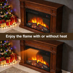 26 inch electric fireplace insert, ultra thin heater with log set & realistic flame, remote control with timer, overheating protection - Grand Goldman Shop