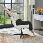 Blynn Adjustable Swivel Criss Cross Chair, Wide Seat Office Chair Vanity Chair, Cream White - Grand Goldman