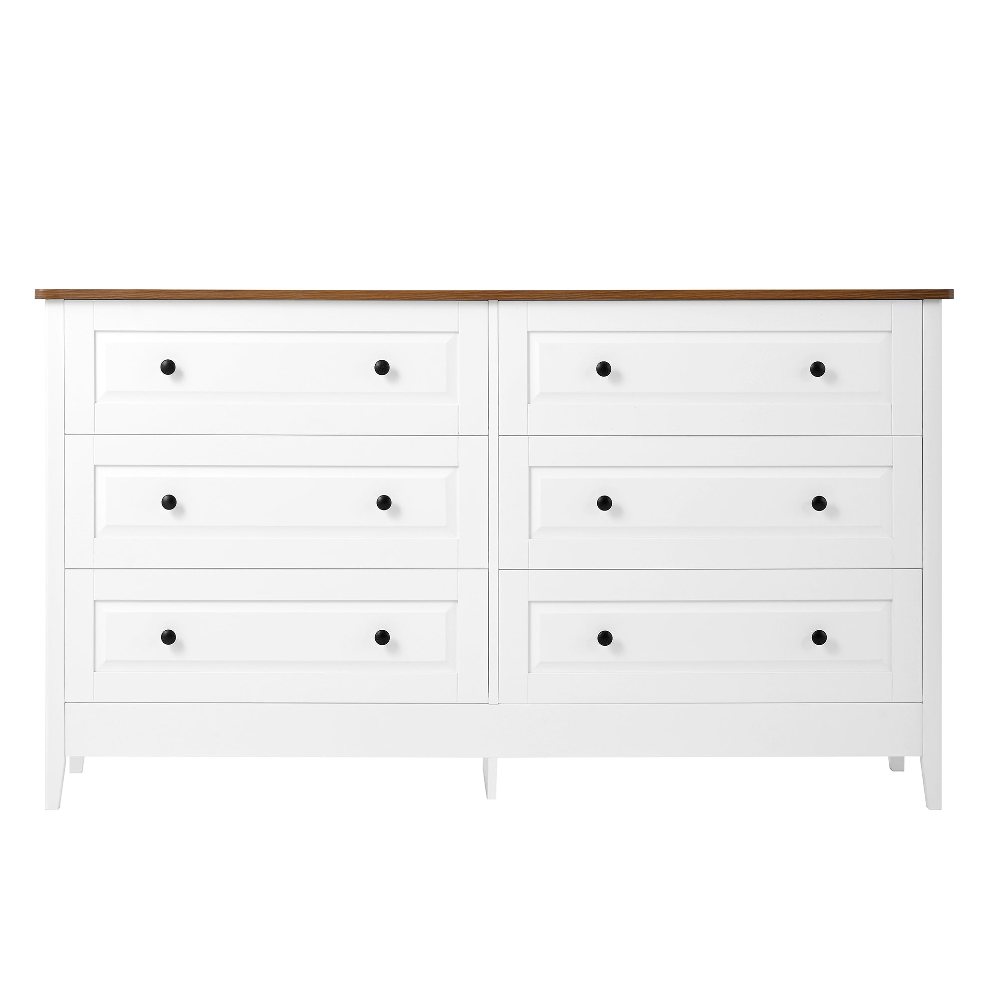 White Dresser for Bedroom, 6 Drawer Dresser with Wide Drawer and Metal Handles, White Dresser, Wood Dressers & Chests of Drawers for Hallway, Entryway. - Grand Goldman Shop