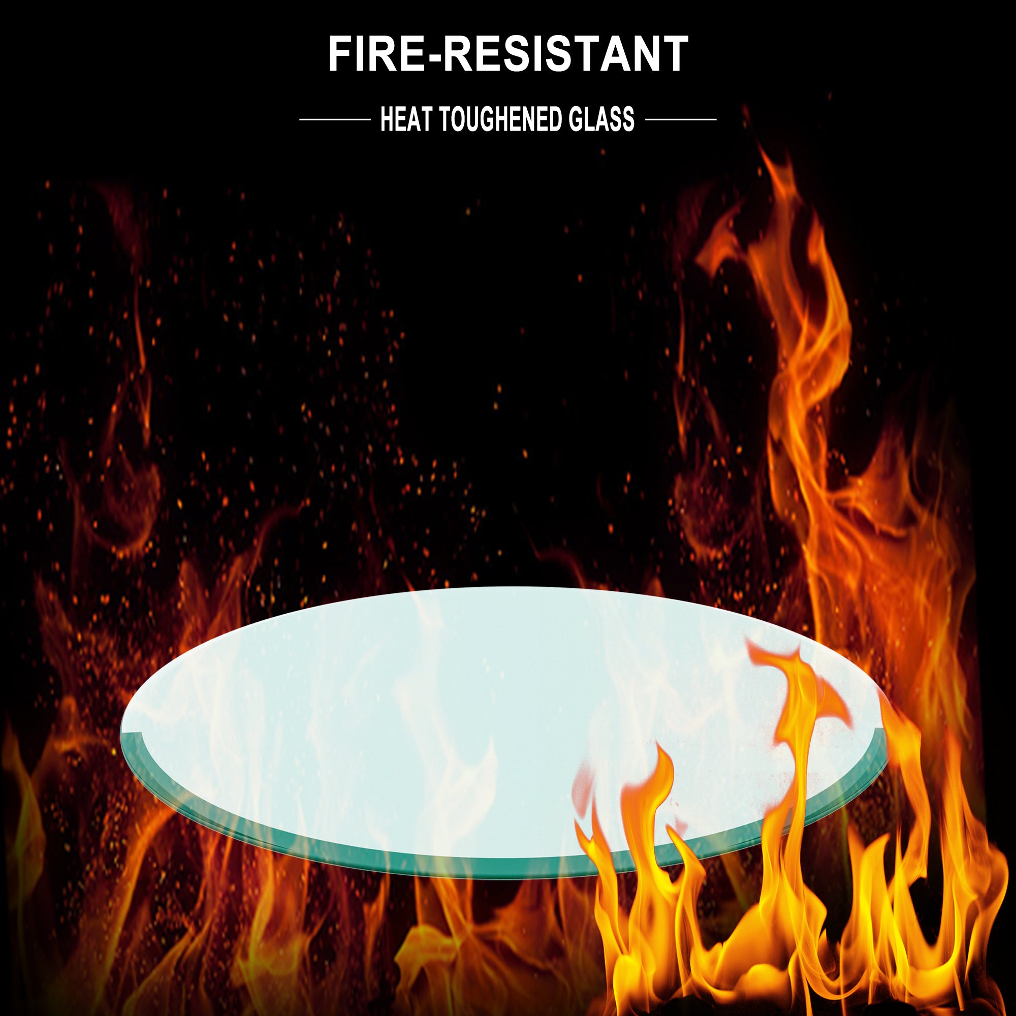 Clear 20' Round Tempered Glass Table Top with Flat Polished Edge, 1/4' Thick - Grand Goldman Shop