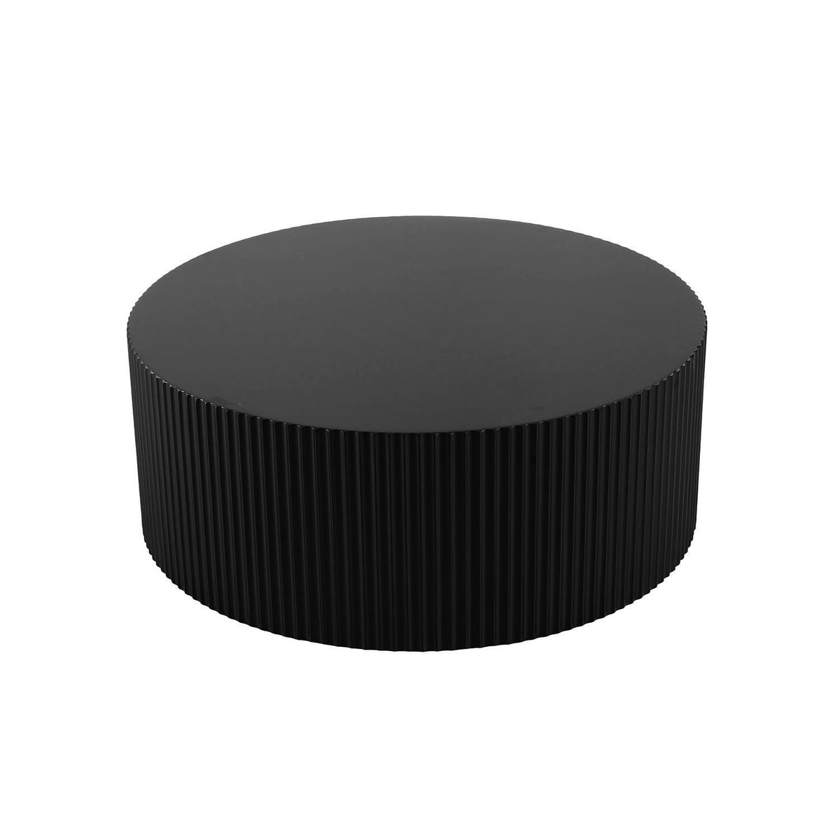 Sleek and Modern Round Coffee Table with Eye-Catching Relief Design, Black(Same Sku:W876P252219) - Grand Goldman Shop