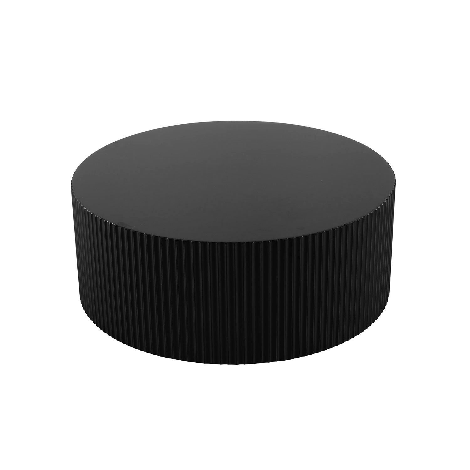Sleek and Modern Round Coffee Table with Eye-Catching Relief Design, Black(Same Sku:W876P252219) - Grand Goldman Shop