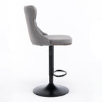 A&A Furniture,Swivel Velvet Barstools Adjusatble Seat Height from 25-33 Inch,17.7 inch base, Modern Upholstered Bar Stools with Backs Comfortable Tufted for Home Pub and Kitchen Island,Gray,Set of 2 - Grand Goldman Shop