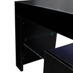 Black TV Stand with LED RGB Lights,Flat Screen TV Cabinet, Gaming Consoles - in Lounge Room, Living Room and Bedroom(Black) - Grand Goldman Shop